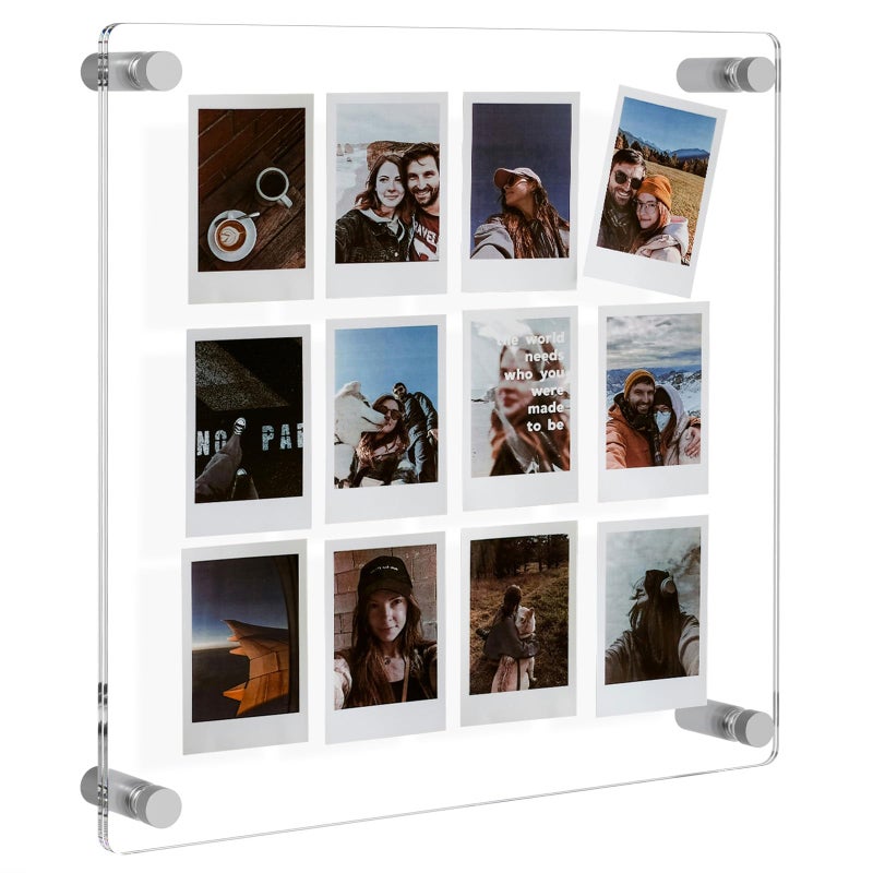 NIUBEE 8x8 Clear Acrylic Wall Mount Floating Frameless Picture Frame for Art Works Photography Frames-Double Panel(Full Frame is 10.5x10.5 inch) - Image 1